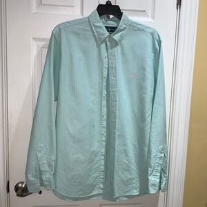 Ralph Lauren Classic Fit striped button down shirt Sz XL 100% cotton logo